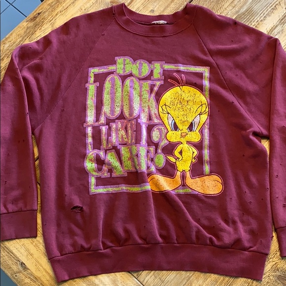 furst of a kind Tops - “Furst of a Kind” Distressed Tweety Sweatshirt